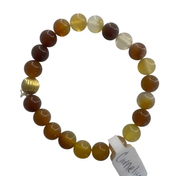 Multi-colored orange carnelian gemstone bracelet - Picture 4 of 5